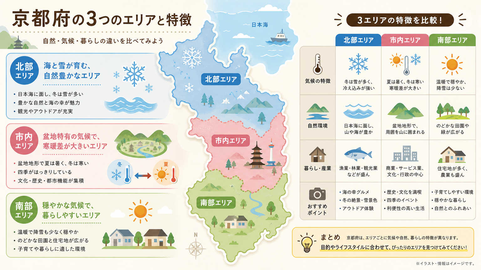 京都府内エリア別の気候の違い